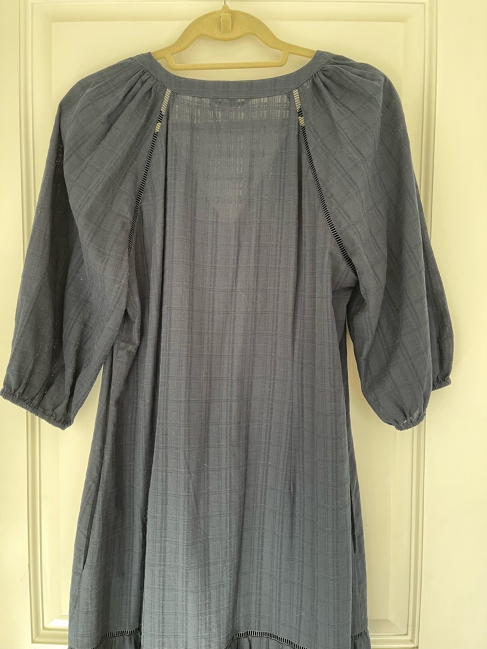 Madewell Midi | Maxi Prairie Dress, 100% Cotton Navy Windowpane, Size 8-10 - Picture 11 of 16